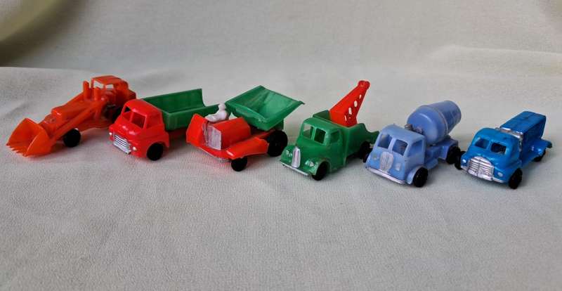 Plastic Construction Vehicles 6pc Lot (Hong Kong, old)