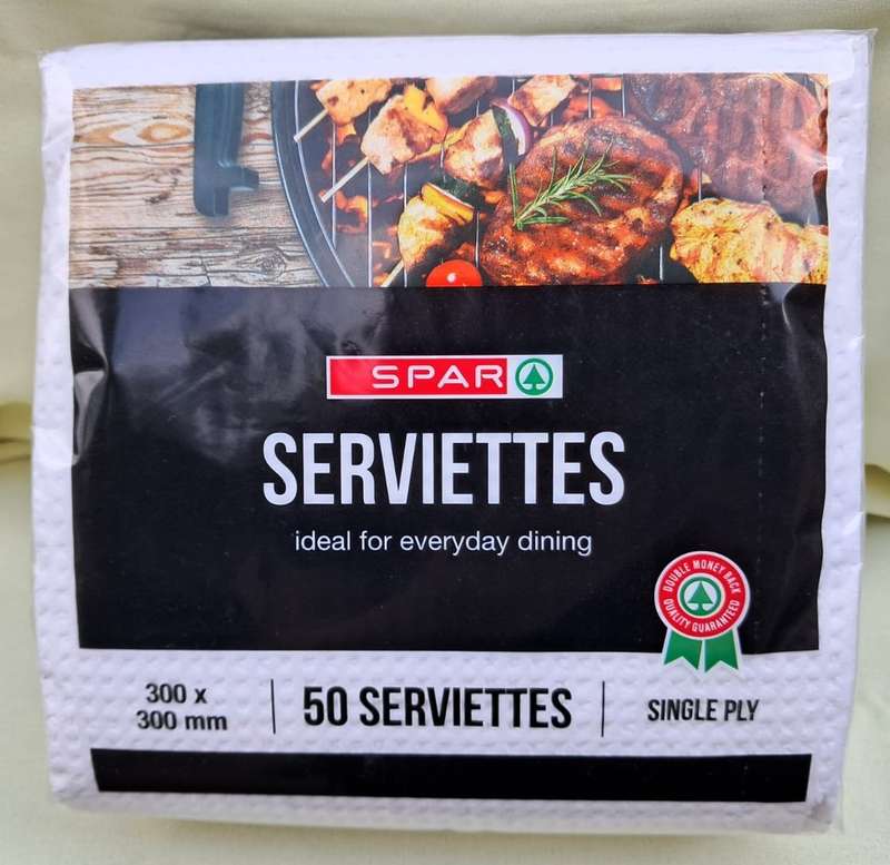 Spar Serviettes Single Ply White 50pc