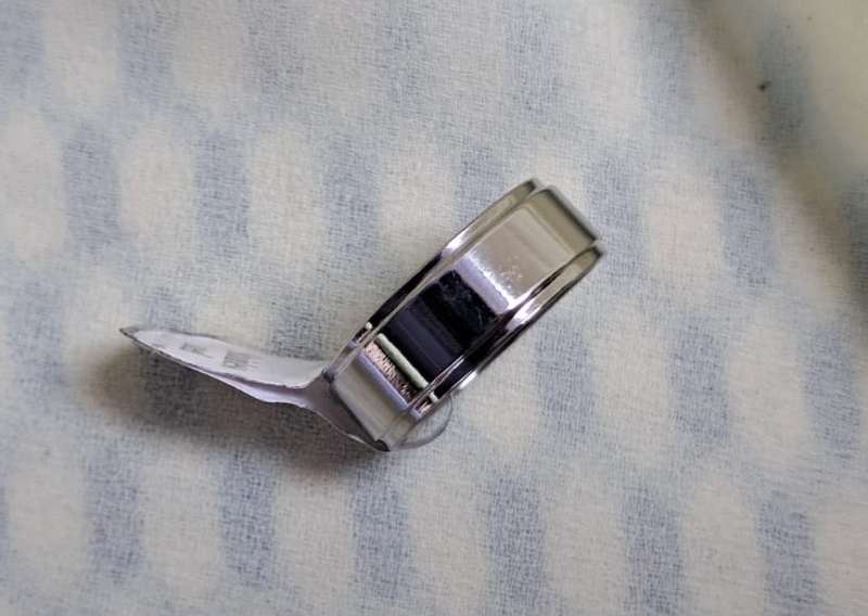 Silver Stainless Steel Ring Size 18 Stepped Edges