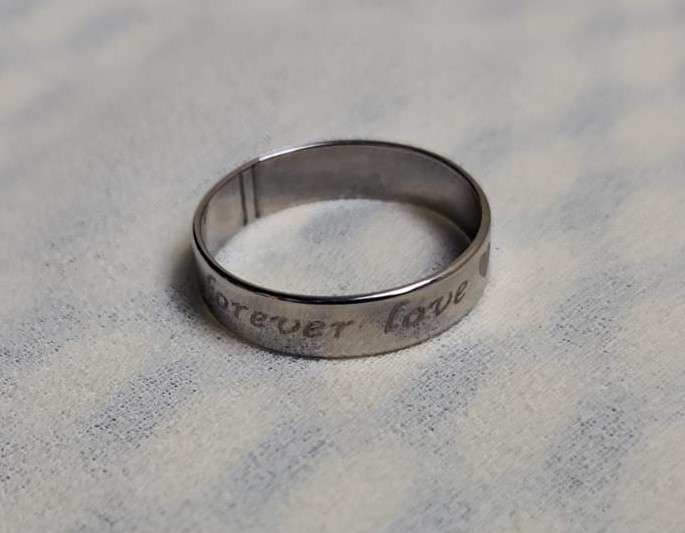 Silver Stainless Steel Ring Size 17 'Forever Love'