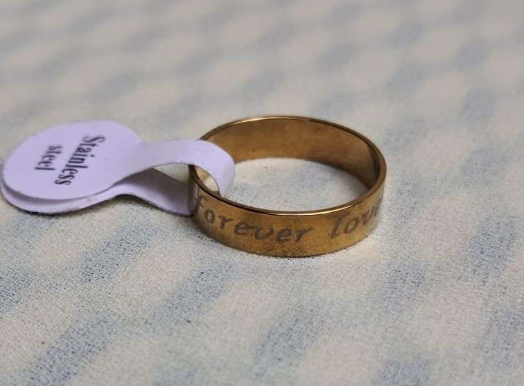 Gold Stainless Steel Ring Size 17 'Forever Love'