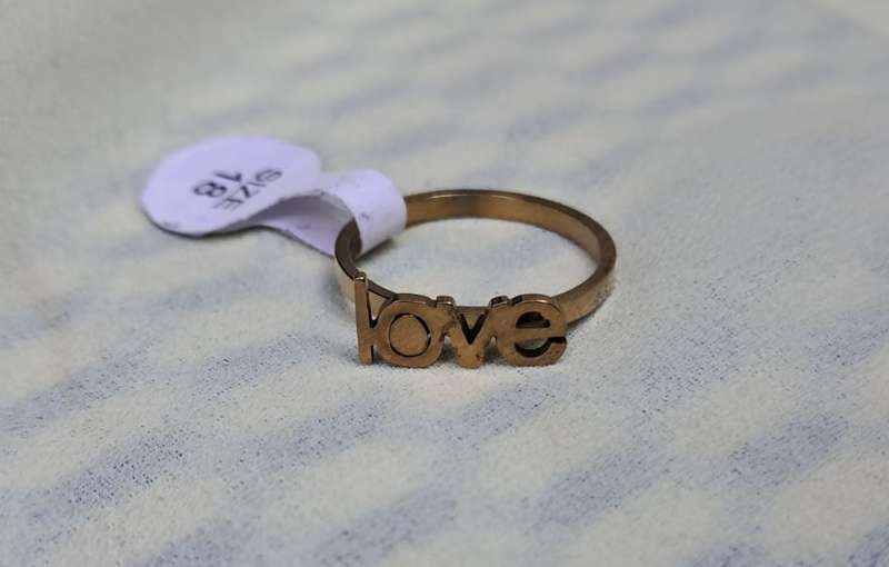 Gold Stainless Steel Ring Size 18 LOVE
