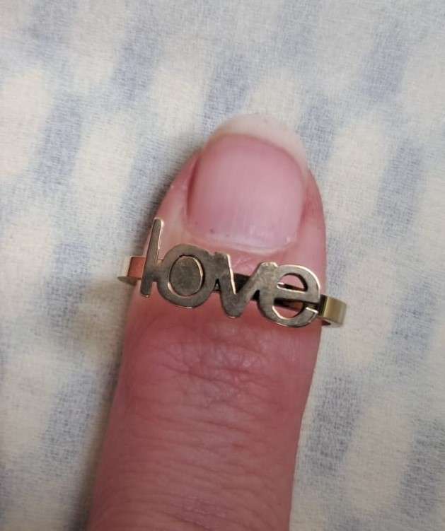 Gold Stainless Steel Ring Size 18 LOVE