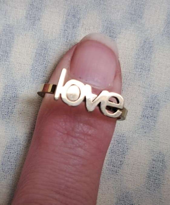 Gold Stainless Steel Ring Size 18 LOVE