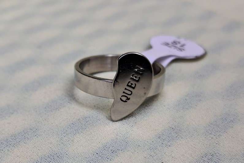 Silver Stainless Steel Ring Size 18 QUEEN