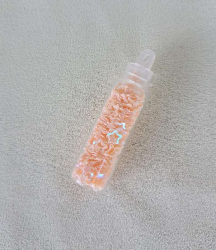 Nail Art Glitter Vials - Peach Mixed Stars