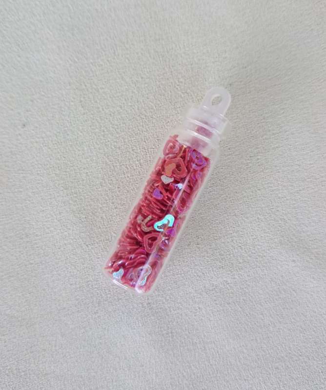 Nail Art Glitter Vials - Red Mixed Hearts