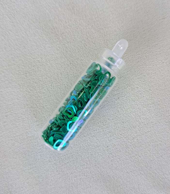 Nail Art Glitter Vials - Green Mixed Hearts