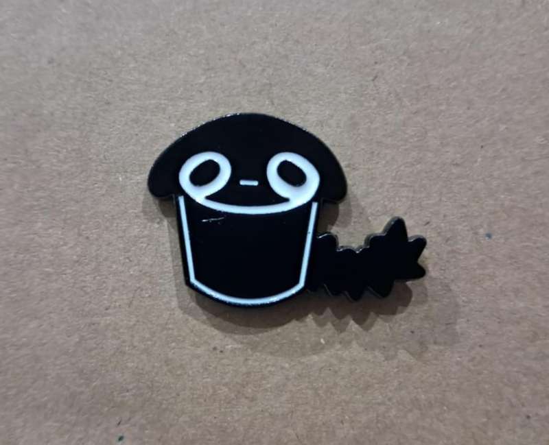 Enamel Metal Pin Badge Black Cat Sad Cupcake