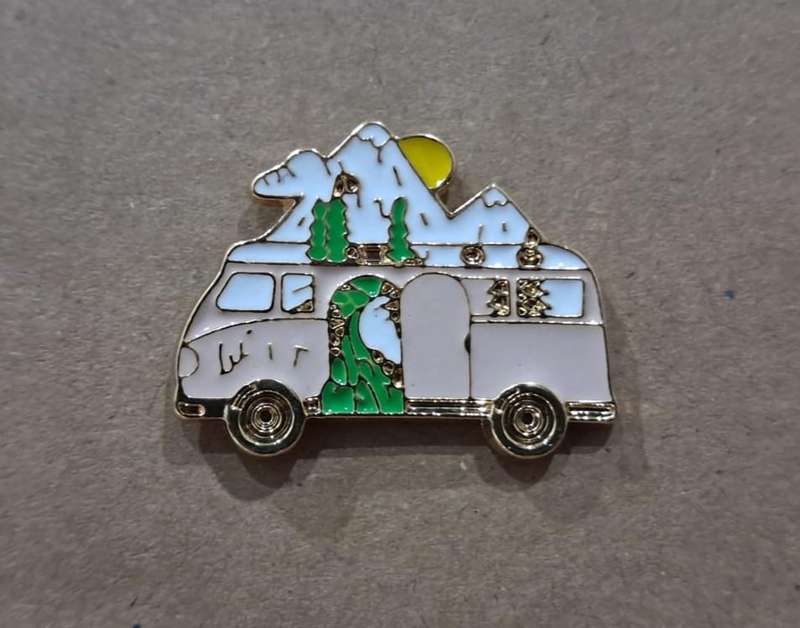 Enamel Metal Pin Badge VW Bus Landscape