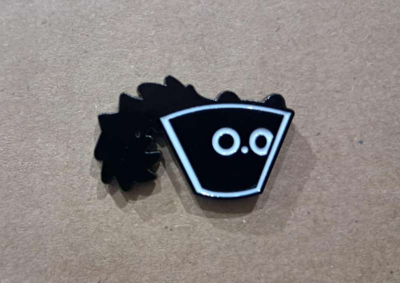 Enamel Metal Pin Badge Black Cat Fluffy Tail in Bowl