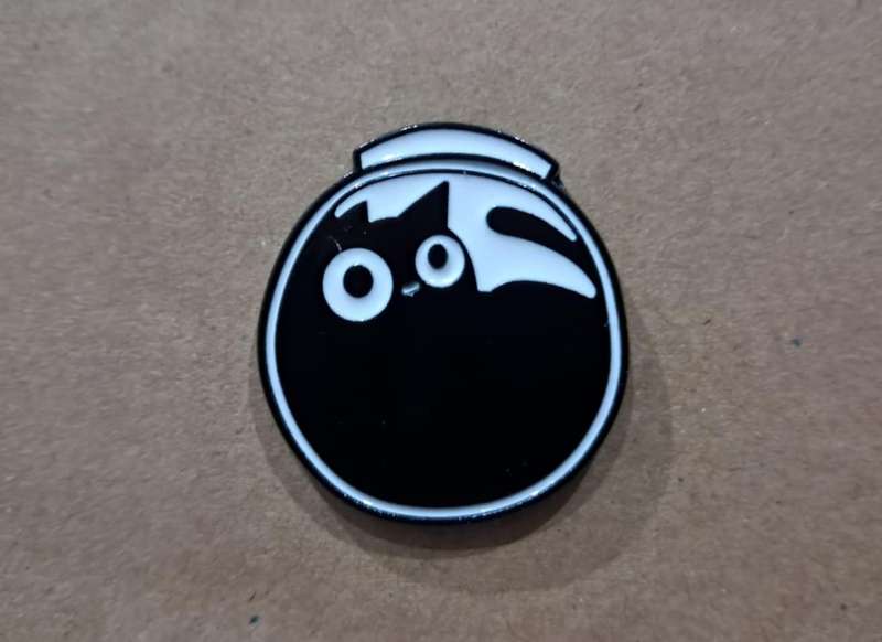 Enamel Metal Pin Badge Black Cat in Fishbowl
