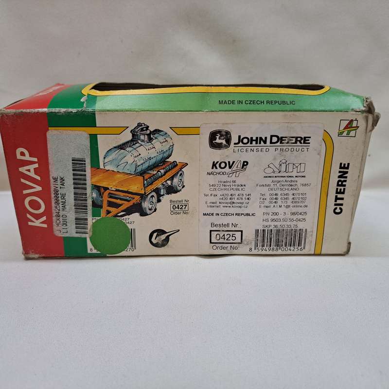 John Deere 3120 Tractor + Tanker - Tin Tinplate - Scale 1/25