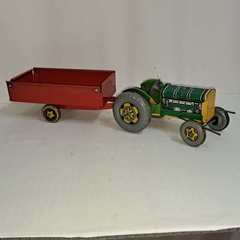 Tin Tinplate Tractor and Trailer - Made in England