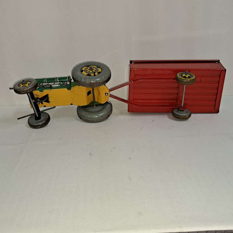 Tin Tinplate Tractor and Trailer - Made in England