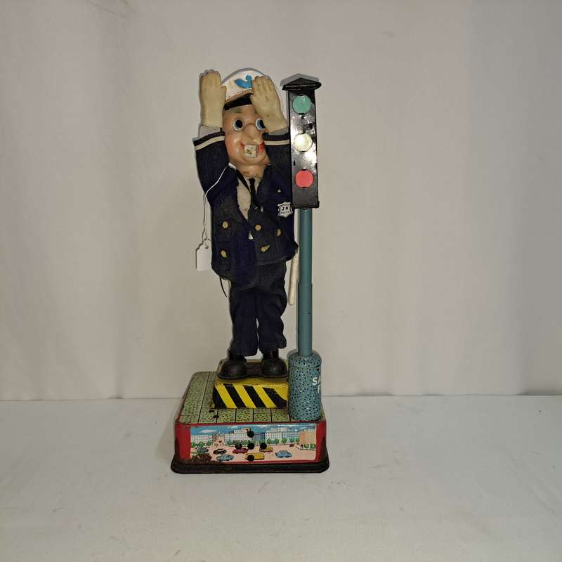 Tin Tinplate Policeman Traffic Robot - Made in Japan
