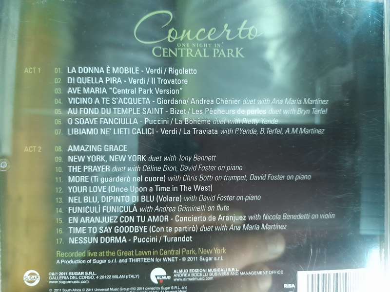 Andrea Bocelli - Concerto One night in Central park