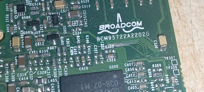 Dell Broadcom BCM95722A2202G Gigabit PCIe 1x R7DX1 Placa