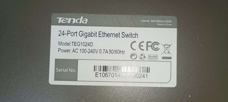 Tenda 24 Port Gigabit Ethernet Switch Model TEG1024D