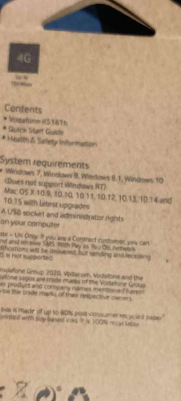 Vodafone 4G modem USB K5161H