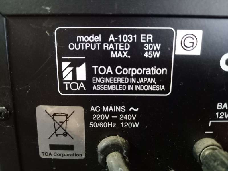 TOA PA Amplifier Model A-1031