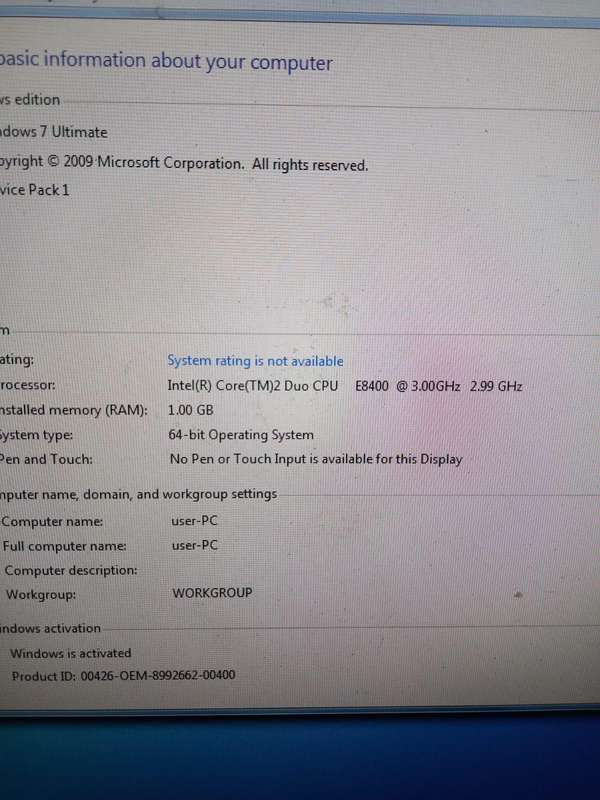 Dell E8400 Core 2 duo tower with power supply