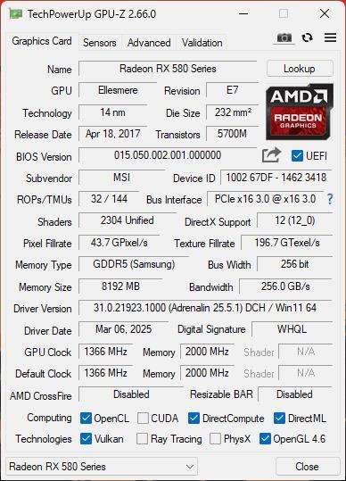PC GAMING GPU: RX580 8gb 2304sp MSI ARMOR selling due to upgrade. Still like new!