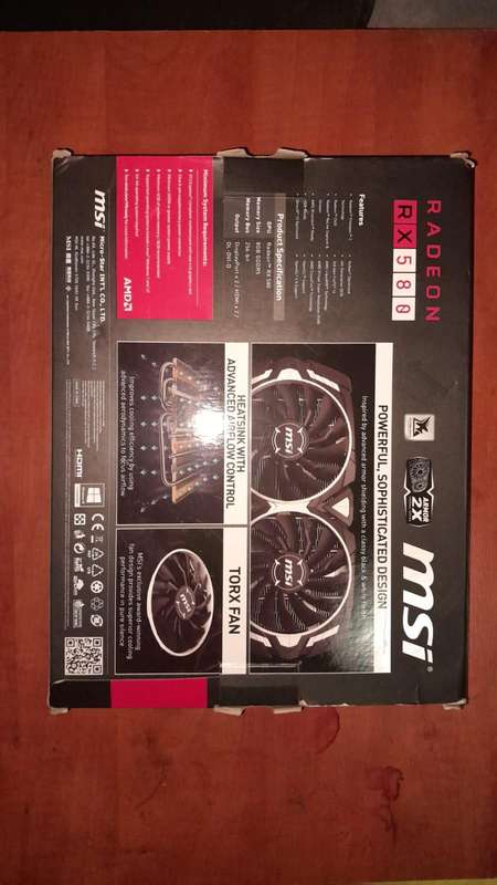 PC GAMING GPU: RX580 8gb 2304sp MSI ARMOR selling due to upgrade. Still like new!