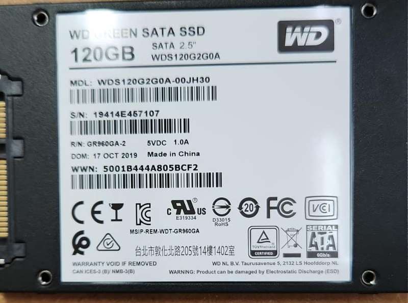 WESTERN DIGITAL 120GB SATA SSD- WDS120G2G0A