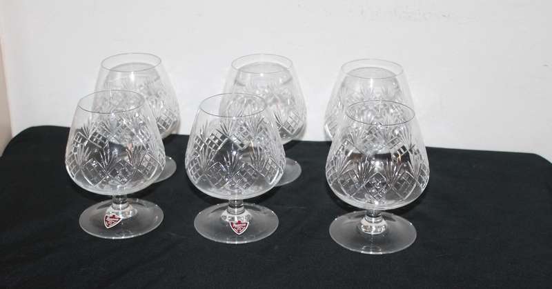 Set of 6 Sommerset Crystal Ballon Brandy Glasses