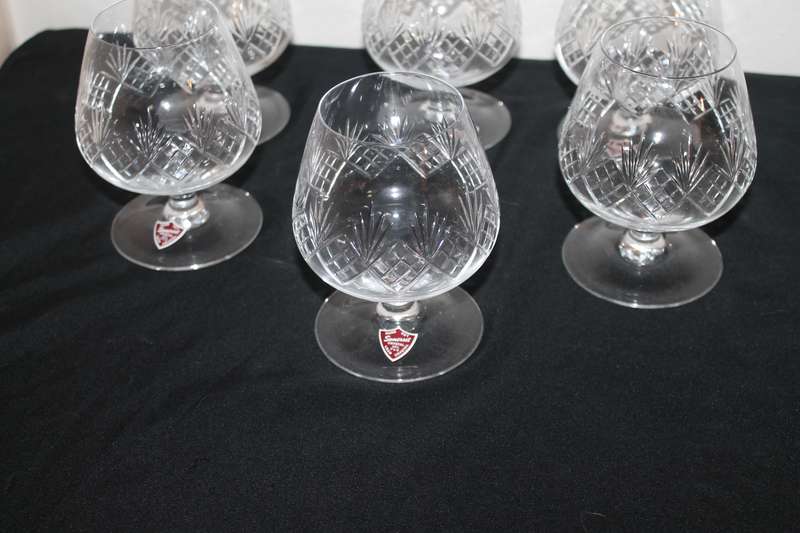 Set of 6 Sommerset Crystal Ballon Brandy Glasses