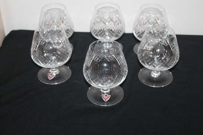Set of 6 Sommerset Crystal Ballon Brandy Glasses