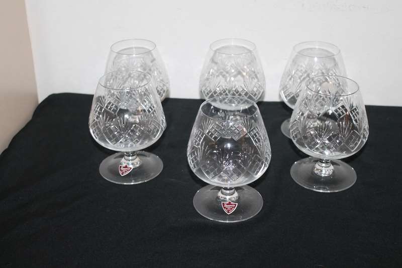 Set of 6 Sommerset Crystal Ballon Brandy Glasses