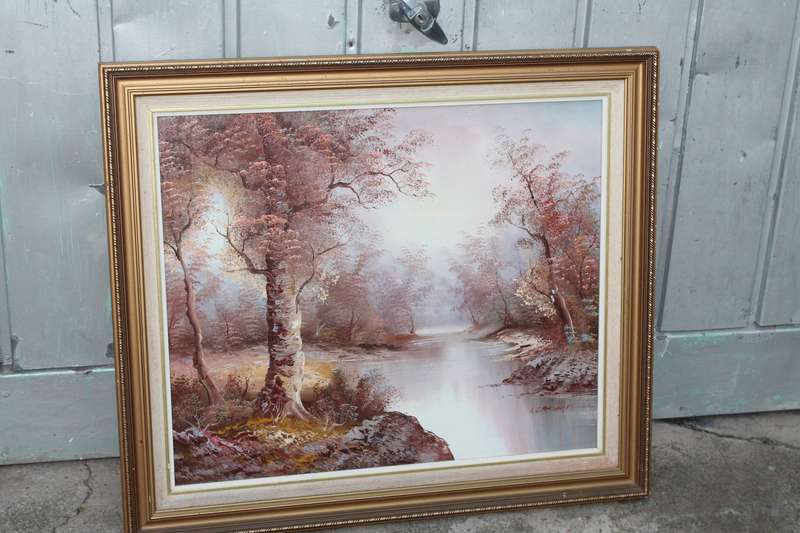 Framed Oil River and Trees
