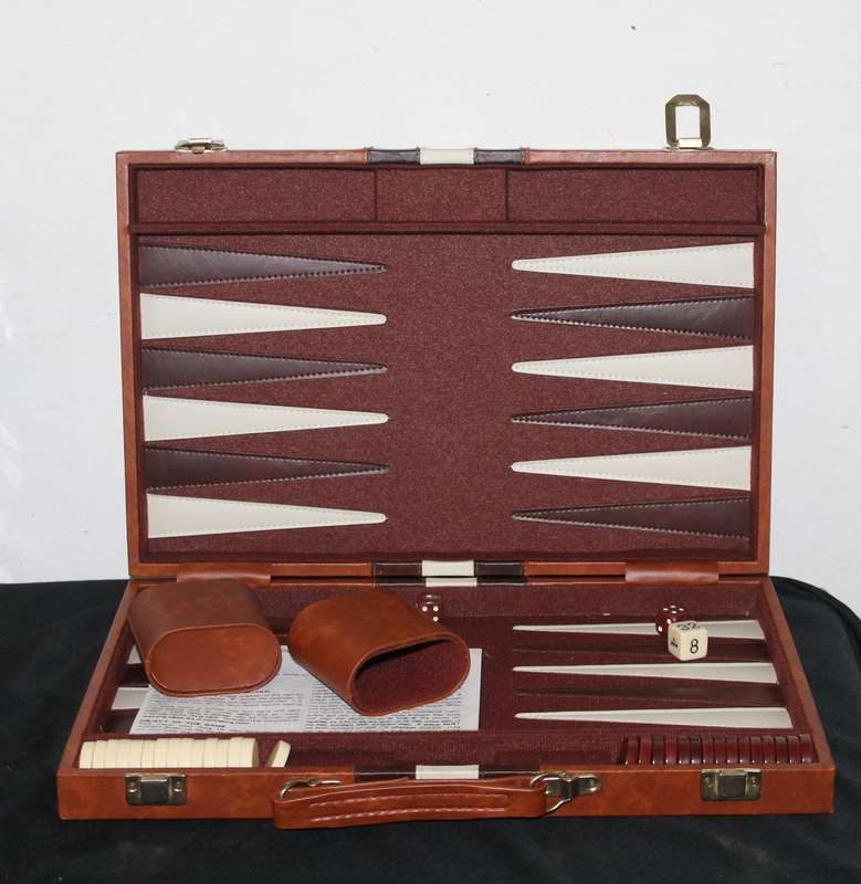 Backgammon in brown case