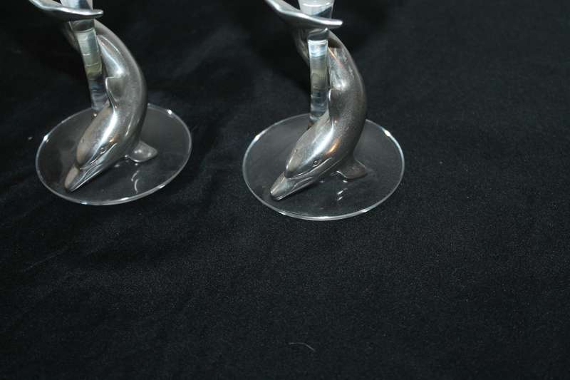 2 Frankli Wild Champagne Glasses with Dolphin Stems
