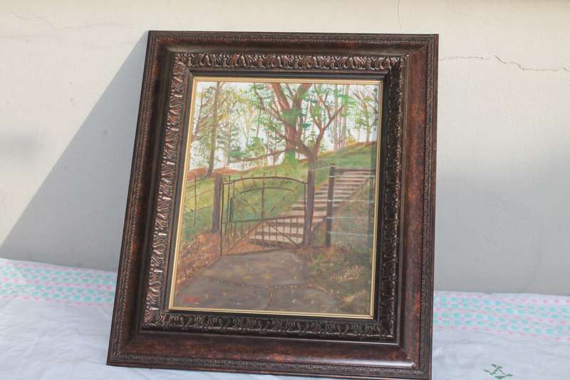 Framed Oil Garden Gate