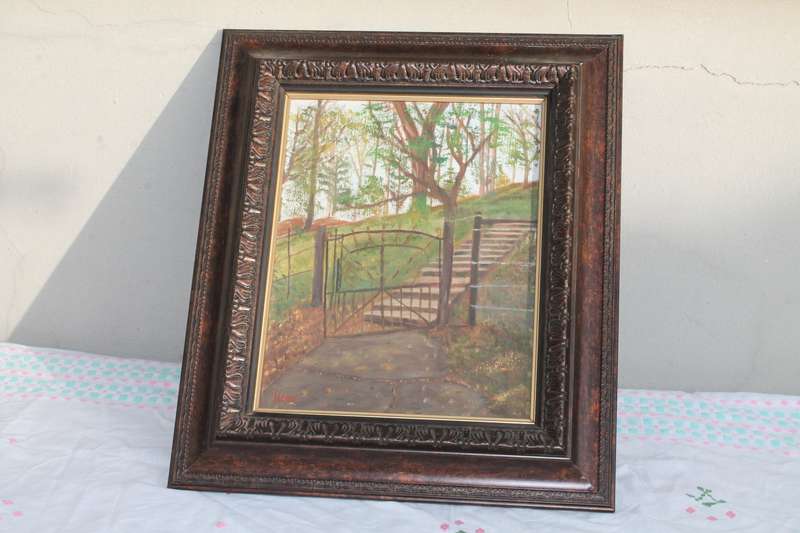 Framed Oil Garden Gate
