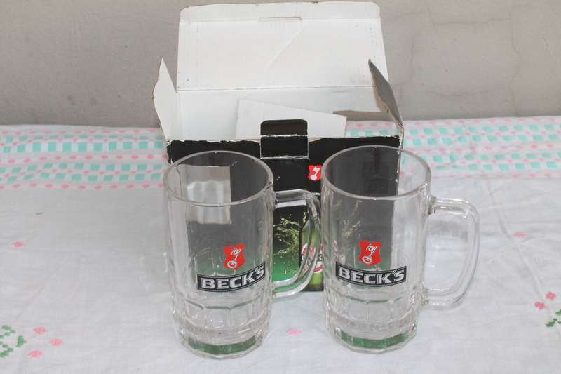 2 Becks Beer Mugs Boxed