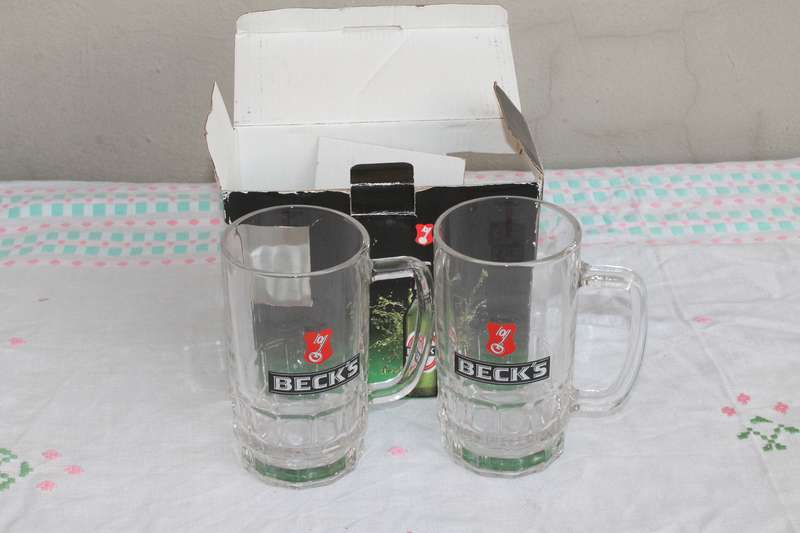2 Becks Beer Mugs Boxed