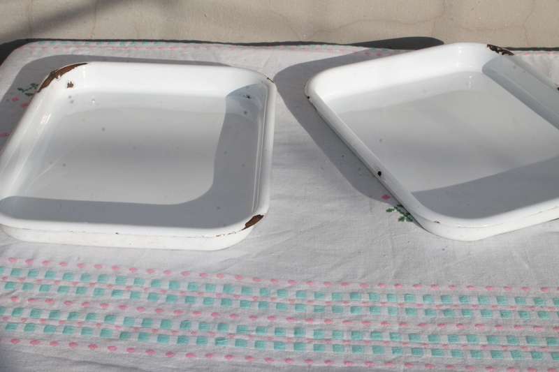 2 Vintage Enamel Pans