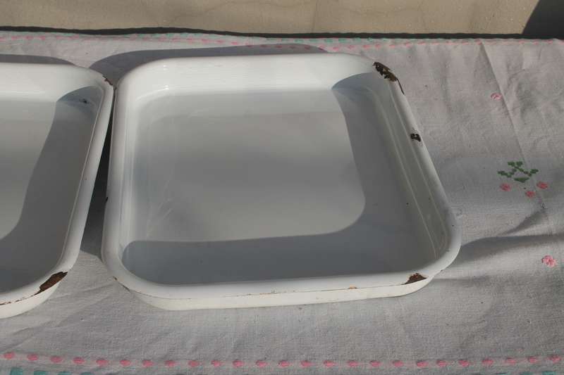 2 Vintage Enamel Pans