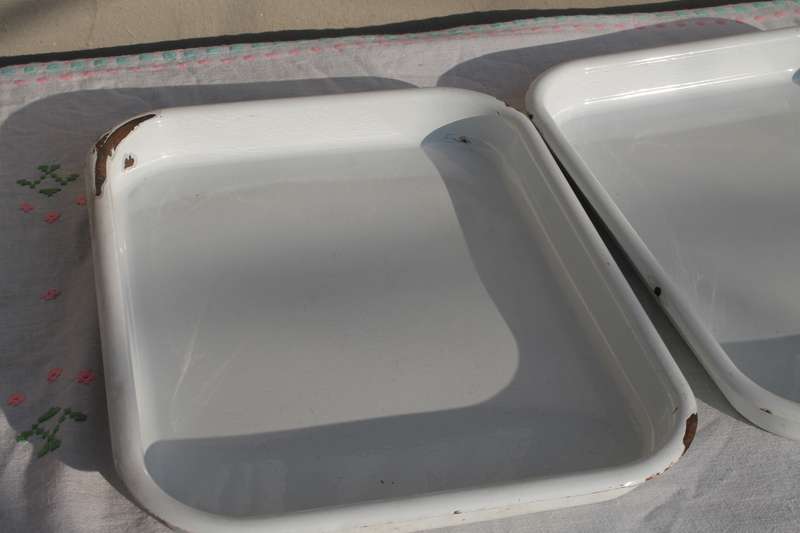 2 Vintage Enamel Pans