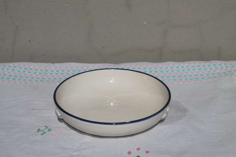 White Bowl with Blue Trim