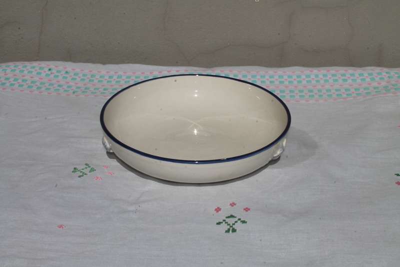 White Bowl with Blue Trim