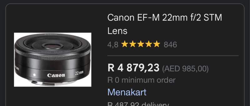 CANON 22mm f/2 EF-M STM Prime lens