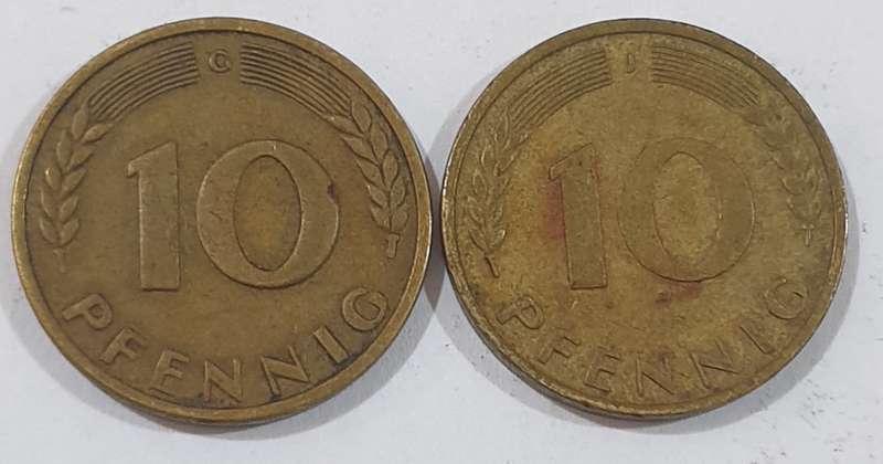 Mini Collection - 1950 Germany 10 Pfennig Coins @@ R1 No reserve