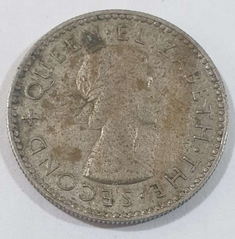 LOW MINTAGE - 1955 Rhodesia and Nyasaland 6 pence , Queen Elizabeth II coins  @@ R1 No reserve