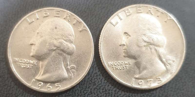 USA 1965 and 1973 QUARTER Dollar coins - 1 bid for both coins