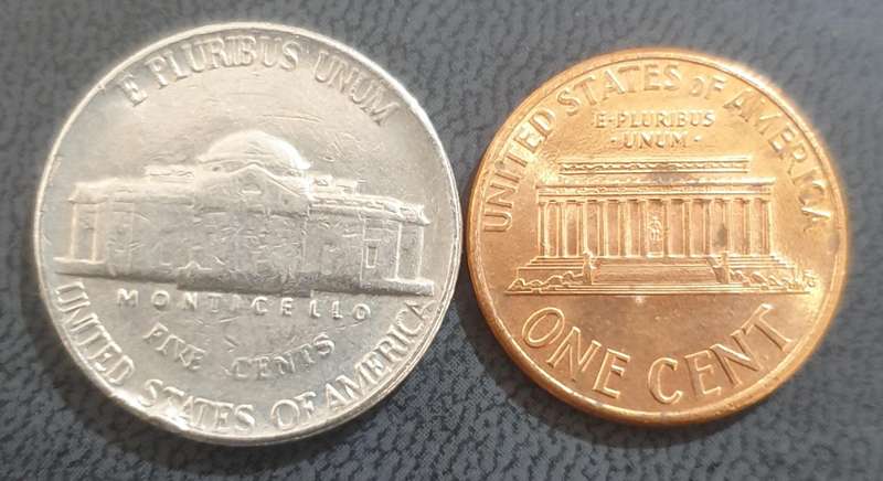 USA 1983 and 1993 5c and 1 penny coins - 1 bid for both coins- 1 bid for both coins